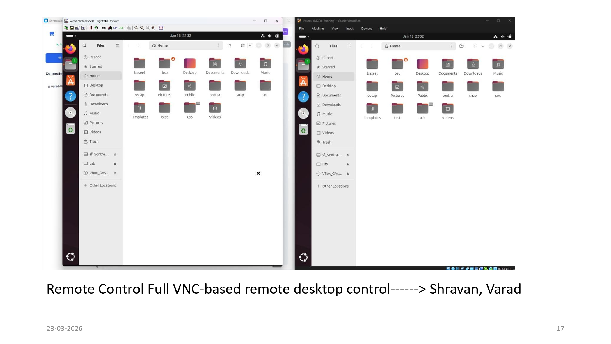 SentraWatch remote control screenshot